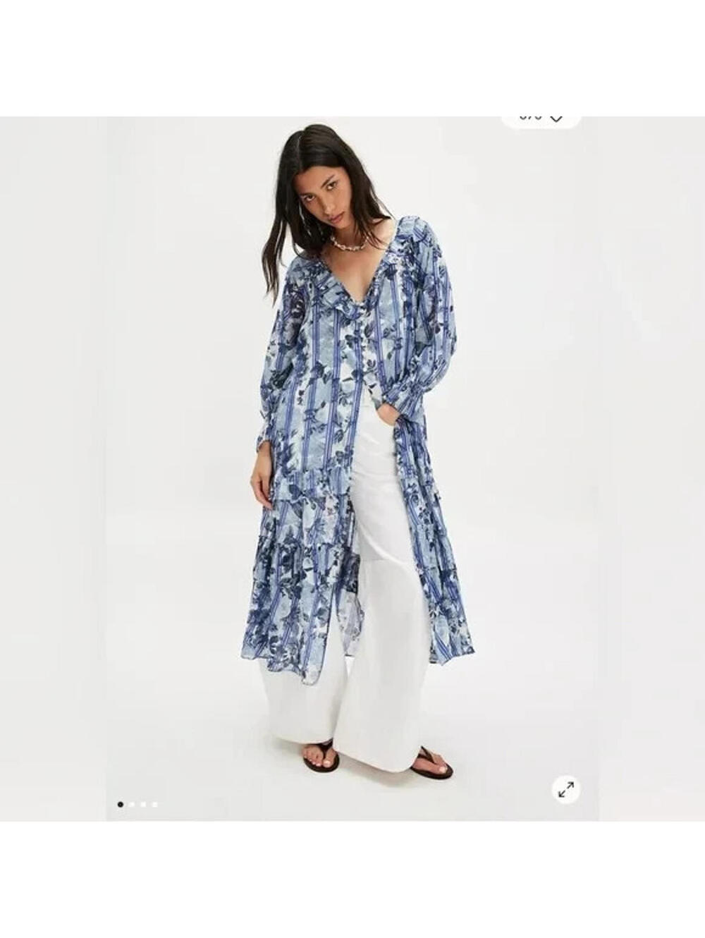 NEW Free People Garden Wonders Long Sleeve Cotton Maxi Dress Sz M  #MD1577 - Picture 2 of 10